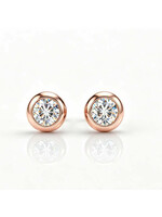 Oceans Tressa Round Brilliant Cut Ear Studs 14K Rose Gold 1CT