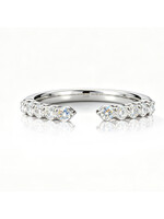 Oceans Small Lignée Classique Open Heart Stackable Cut Half Eternity Platinum Ring 0.34CT