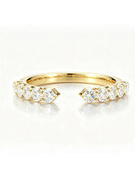 Oceans Small Lignée Classique Open Heart Stackable Cut Half Eternity 14K Yellow Gold Ring 0.33CT