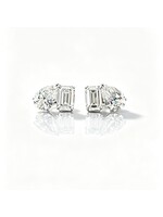 Oceans 14K White Gold 4 CTW Emerald & Pear Two-Stone Diamond Earrings
