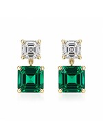Oceans Emerald Éclat Lab-Created Emerald & Asscher Diamond Drop Earrings – 3.64 CTW, 14K Gold