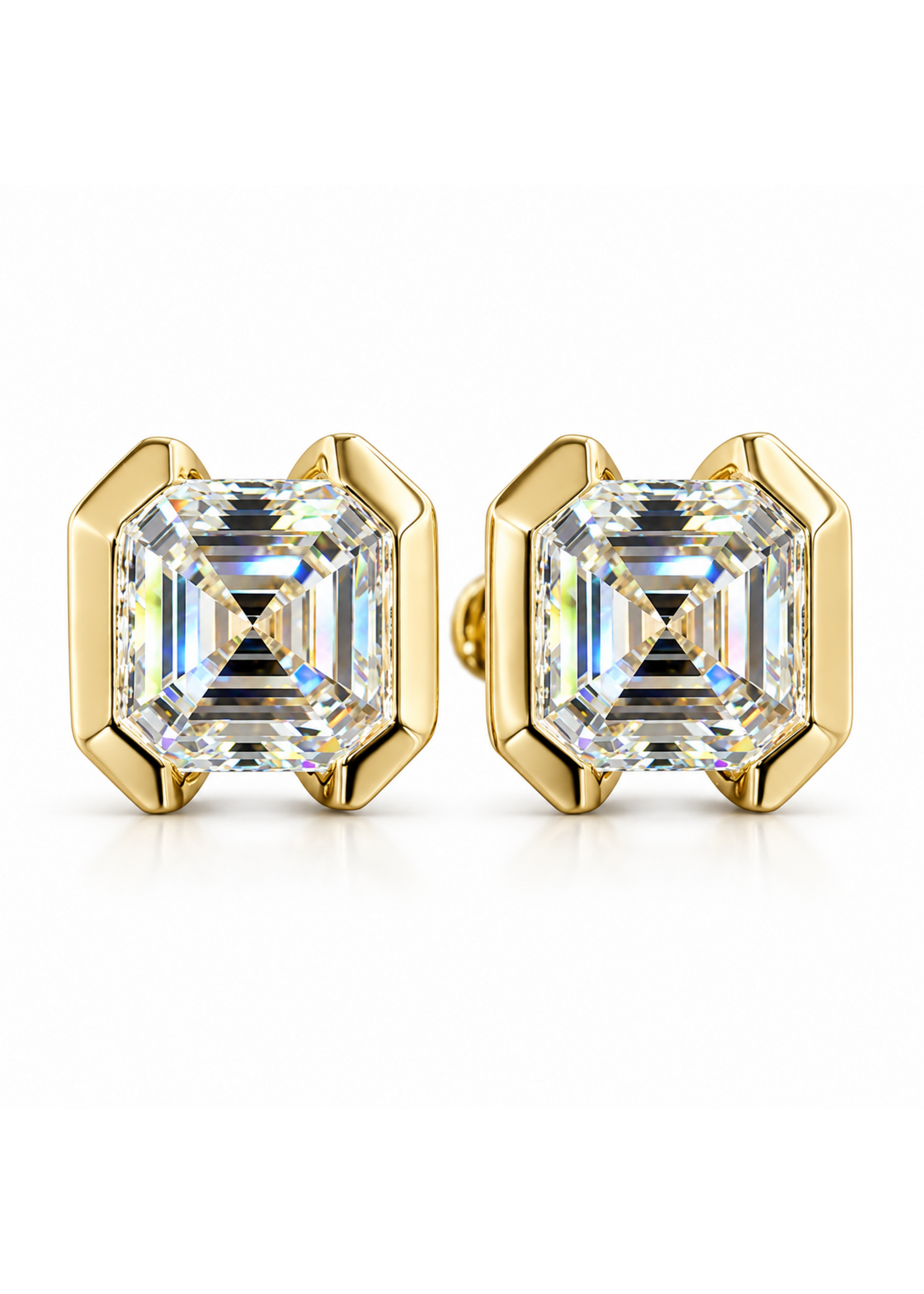 Oceans The Asscher Icon – 4.04 CTW Diamond Stud Earrings in 14K Gold