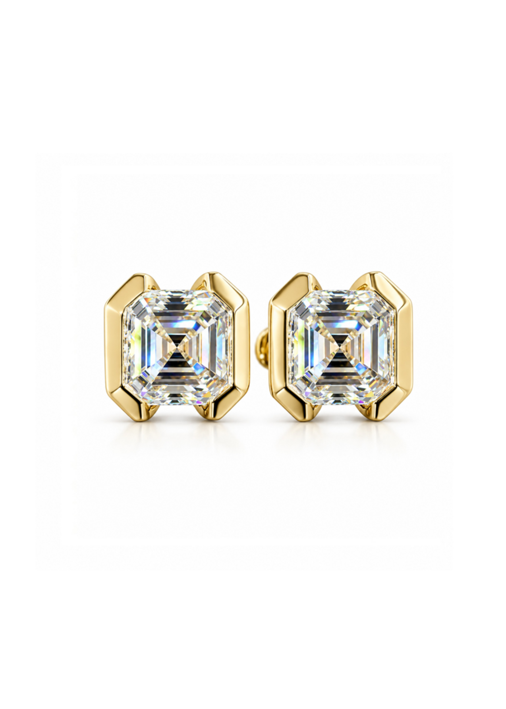 Oceans The Asscher Icon – 4.04 CTW Diamond Stud Earrings in 14K Gold