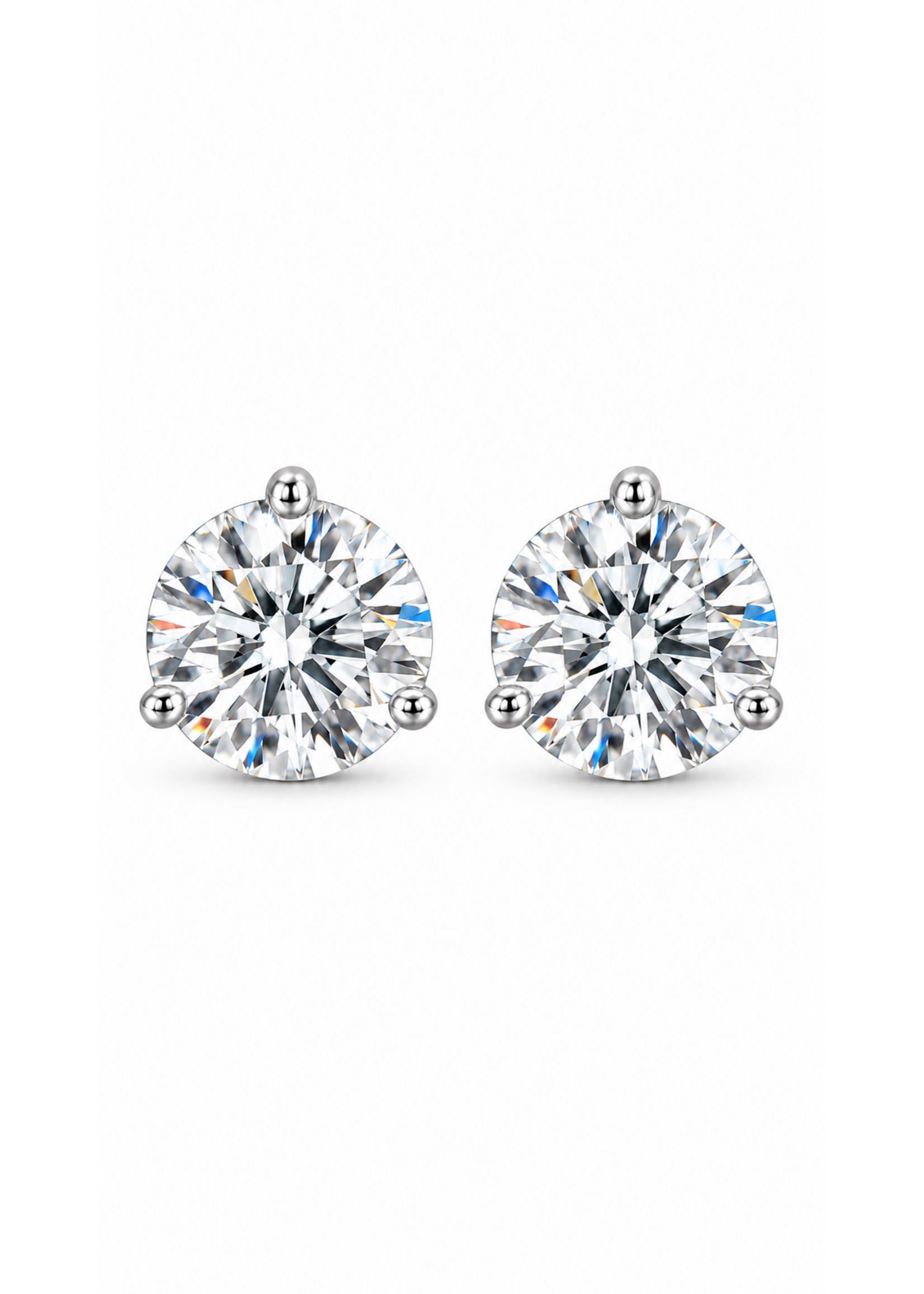 Oceans 3-Prong 2CTW Lab-Grown Diamond Stud Earrings in 14K White Gold