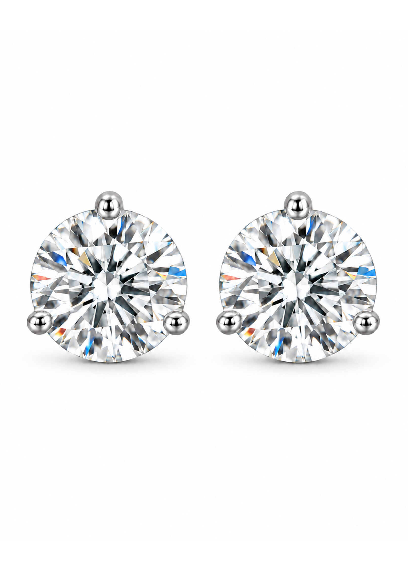 Oceans 3-Prong 2CTW Lab-Grown Diamond Stud Earrings in 14K White Gold