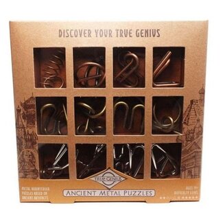 Project Genius Ancient Metal Brain Teaser Puzzles 12 pc