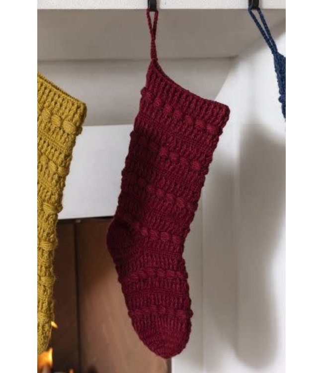 Wool Knit Stocking Dark Red - Clearance