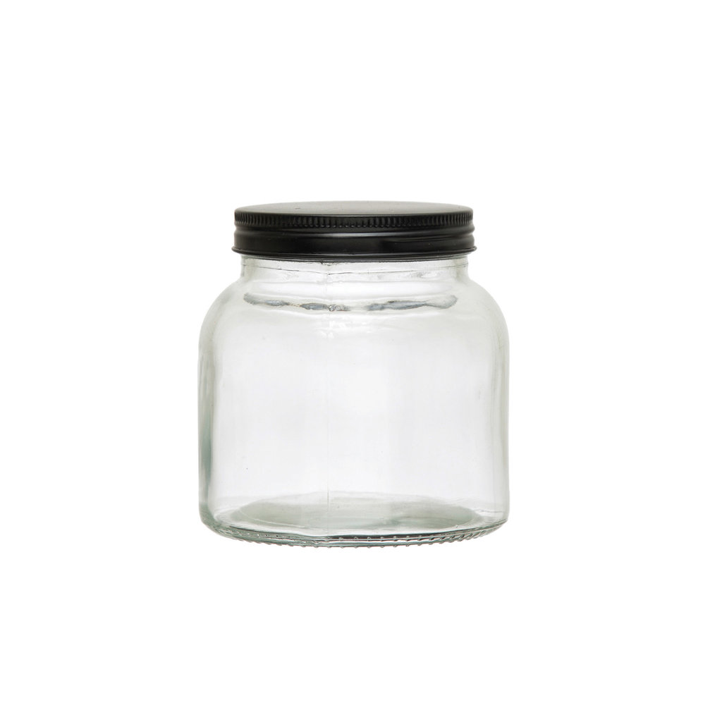 20 oz. Glass Jar with Black Metal Lid Neighbors Mercantile Co