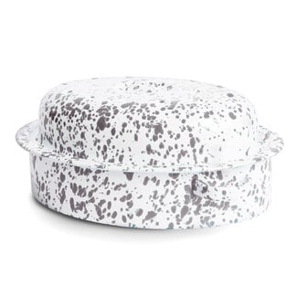Crow Canyon Large Covered Oval Roaster - Grey Splatter