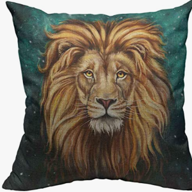 Lion Pillow Green 18 x 18