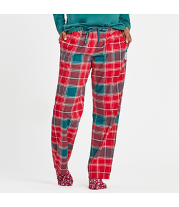 Life is Good Women's Holiday Red Plaid Sleep Pant