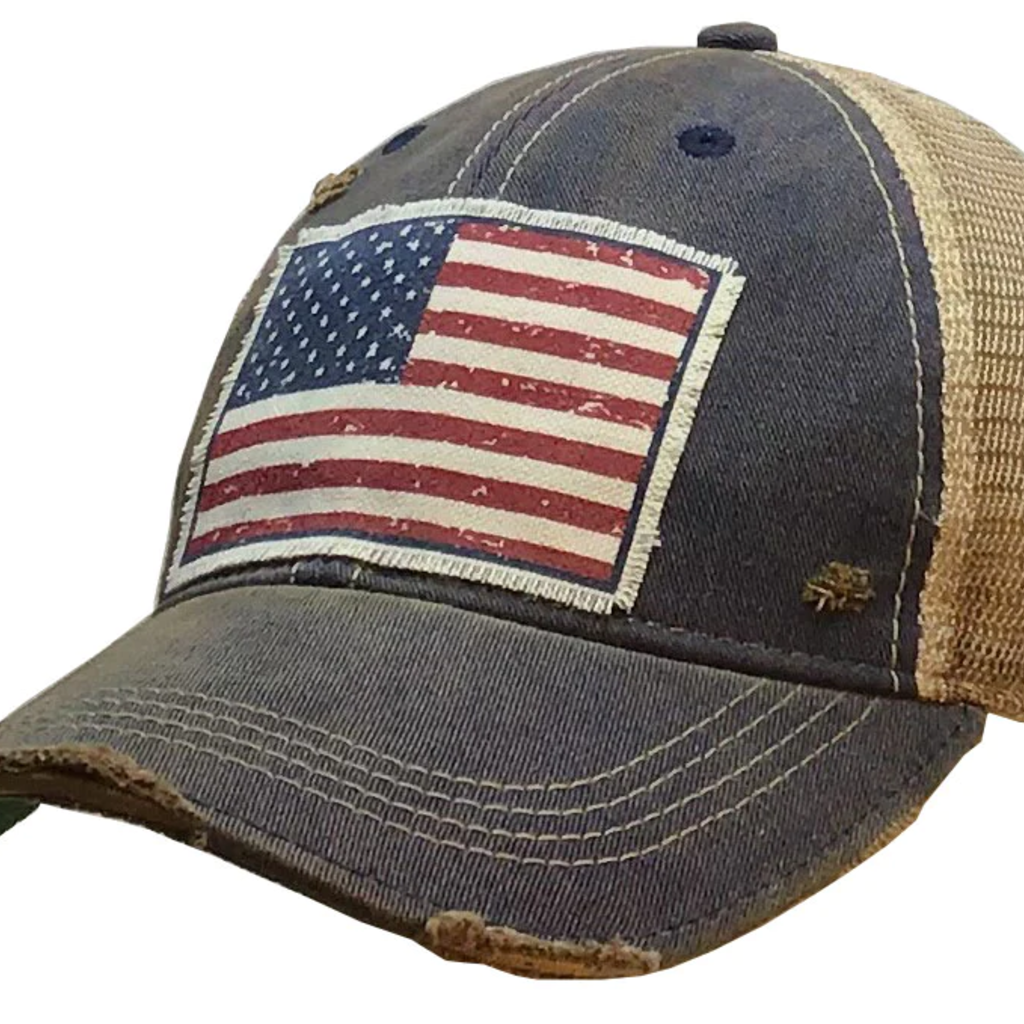 Vintage Life American Flag Distressed Navy Baseball Cap