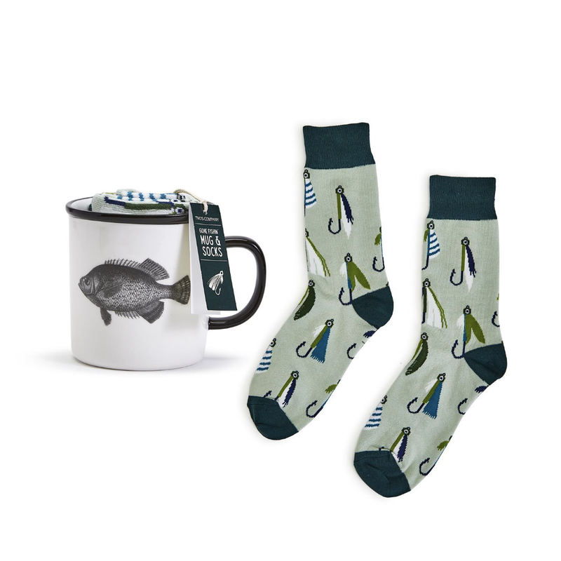 Two’s Company Gone Fishin’ Mug & Pair of Socks Gift Set