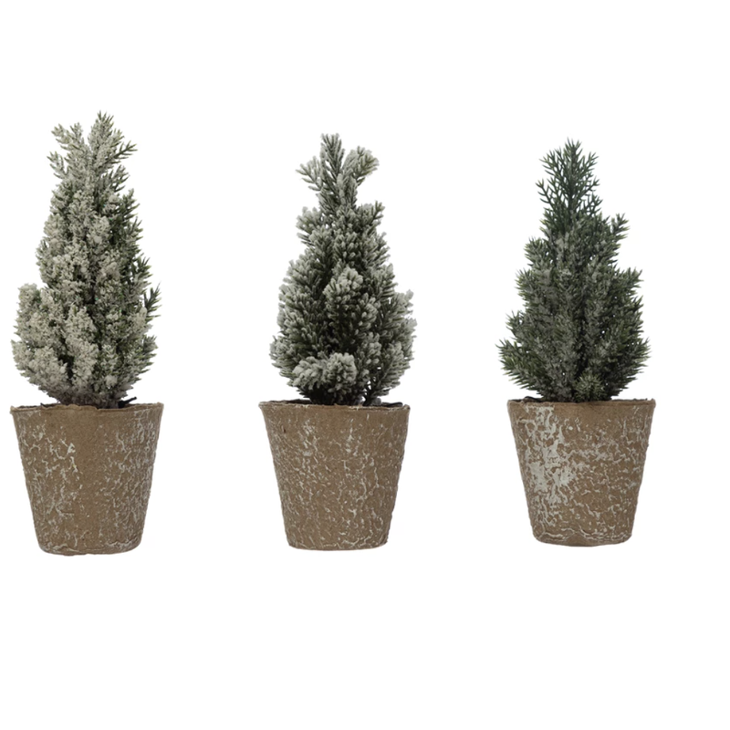 Faux Pine Tree in Paper Pot 2 3/4” x 6 3/4”H