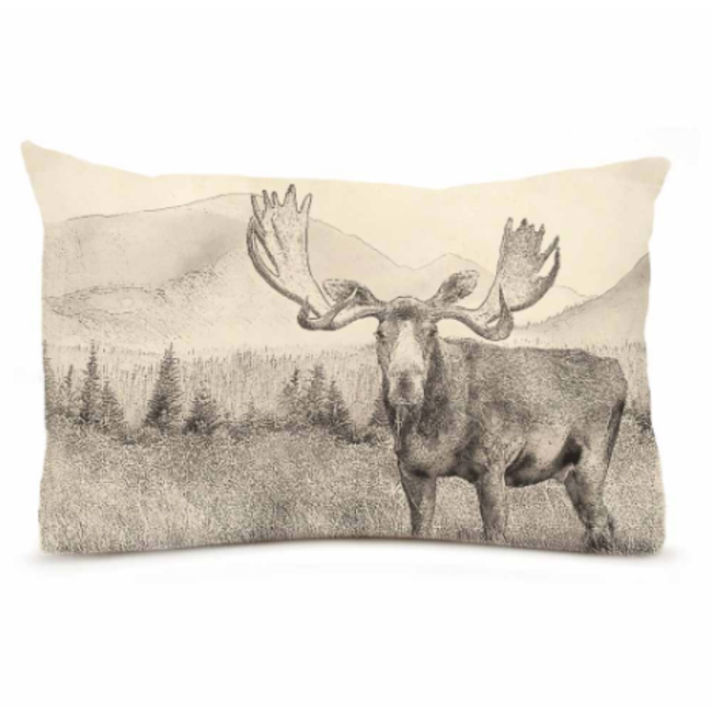 Moose Cotton Canvas Pillow 14 x 26