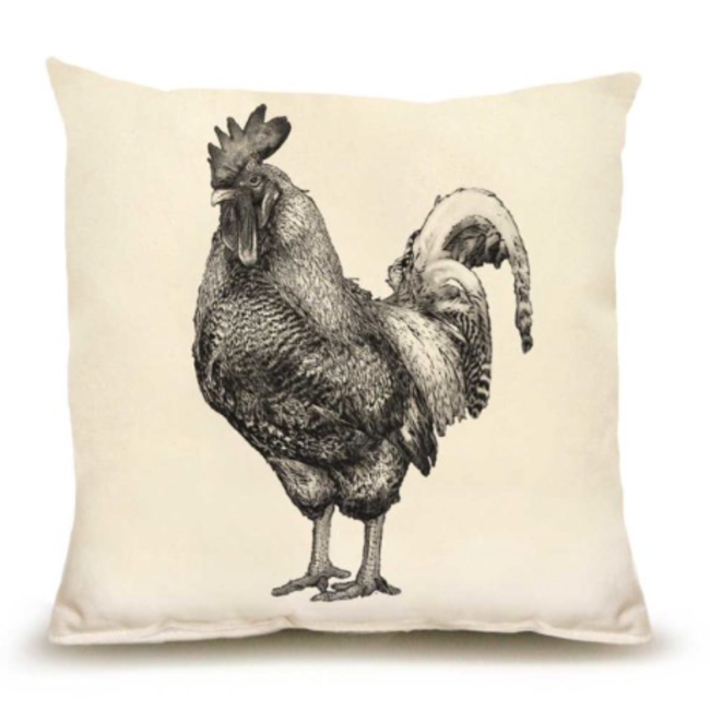 Rooster Cotton Canvas Pillow 14 x 14