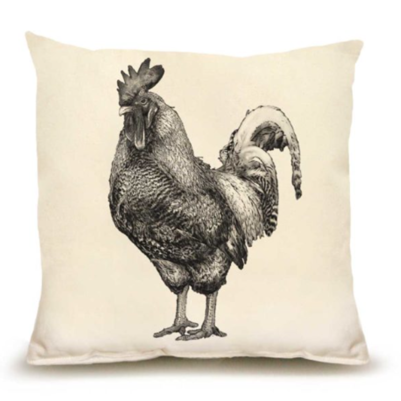 Eric & Christopher Rooster Cotton Canvas Pillow 14 x 14