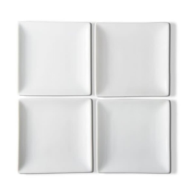 4 Piece Whiteware Square Plate