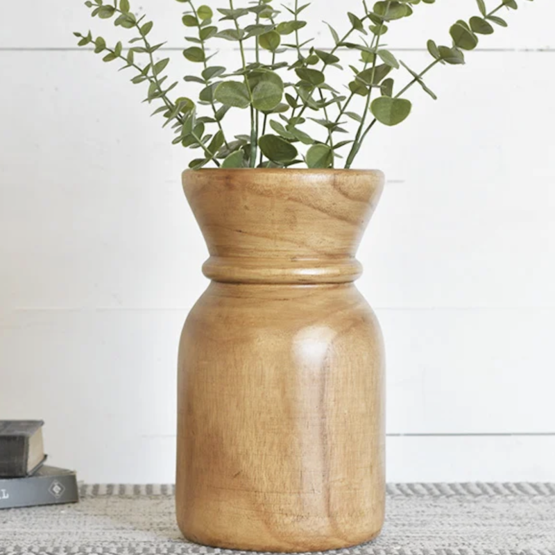 Carved Wood Vase 12"