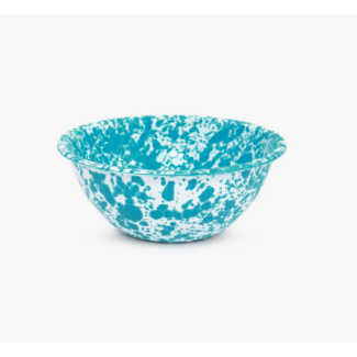 Crow Canyon Small Serving Bowl Turquoise Splatter 1.5 Qt
