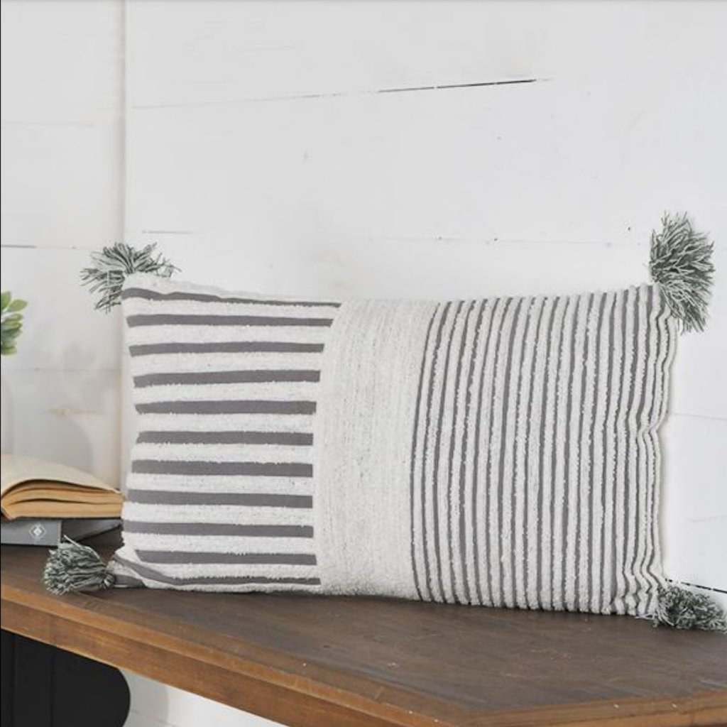 12x20" Grey/White Stripe Pillow