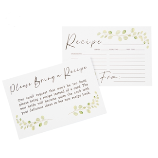 4 x 6 Recipe Cards - Wedding Shower 20 pk