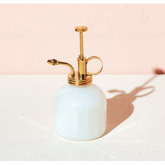 Modern Sprout Mister - White Glass and Brass