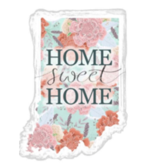 Juniberry Art Co Home Sweet Home Indiana Floral Sticker
