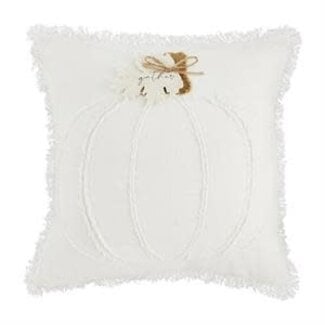 Mud Pie Square White Pumpkin Pillow