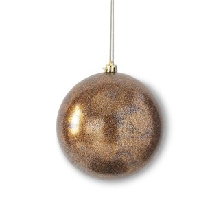 Glittered Bronze Round Gold Leaf Shatterproof Ornament 4"