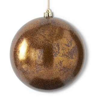 Glittered Bronze Round Gold Leaf Shatterproof Ornament 8"