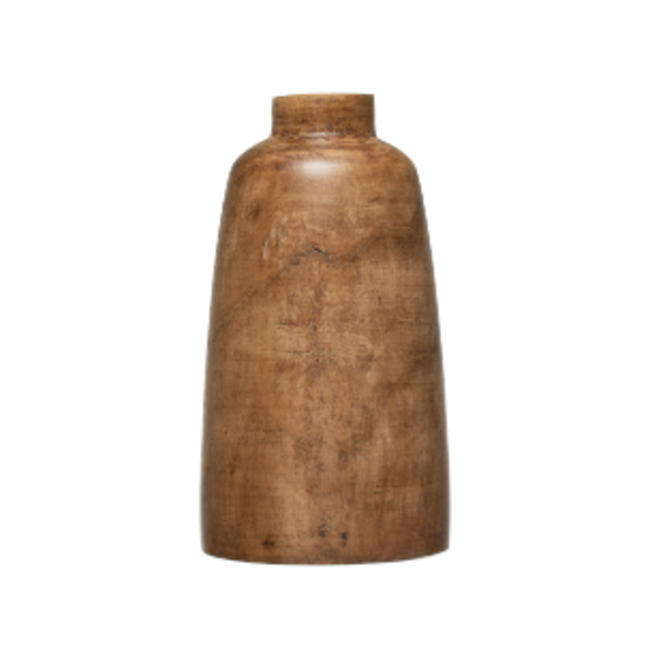 Paulownia Wood Vase, Walnut Stained Finish 14.25”