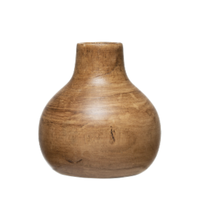 Paulownia Wood Vase, Walnut Stained Finish 8”