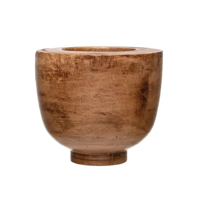 Decorative Paulownia Wood Bowl 8.5” D x 7.5” H