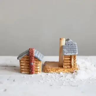 Clearance Stoneware Cabin Salt/Pepper Shakers