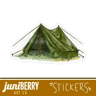 Juniberry Art Co Vintage Green Camping Tent Sticker