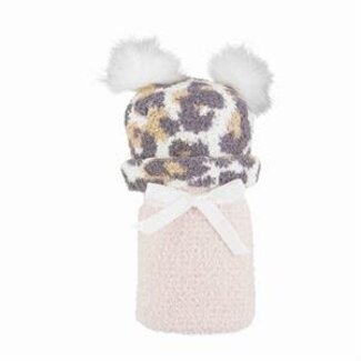 Mud Pie Leopard Blanket Hat Set w/ Blanket Pink