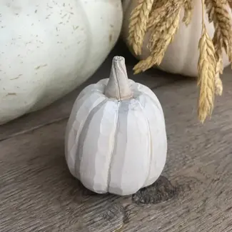 White 3D Carved Pumpkin - Small