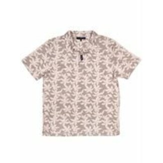 Button Down Leaf Pattern Men’s Polo