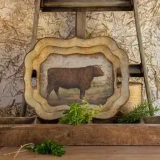Vintage Bovine Cattle Tray