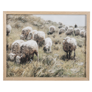 Framed Painterly Sheep in Pasture Wall Decor