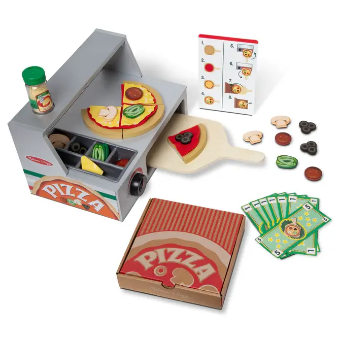 Melissa & Doug Wooden Pizza Play Set with Oven & Counter (41