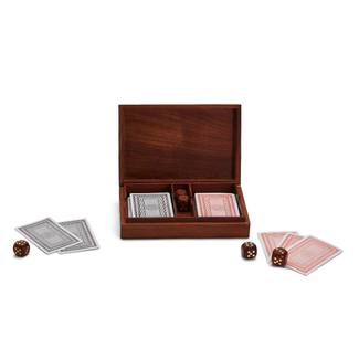 Wood Crafted Playing Card / Dice Game Set