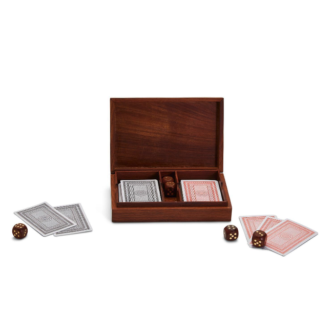 Wood Crafted Playing Card / Dice Game Set