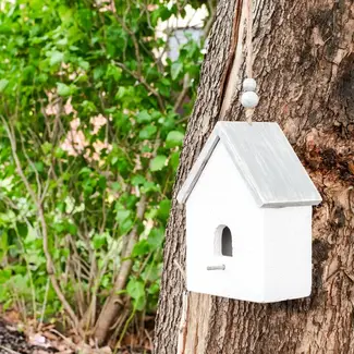 Tall White Birdhouse w/ Roof