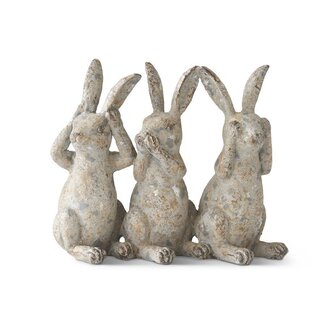 Distressed Gray 3 Bunnies Figure 6.25”