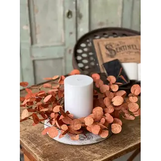 Penny Leaf Candle Ring - Red 6.5”