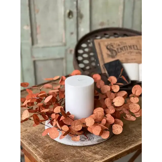 Penny Leaf Candle Ring - Red 6.5”