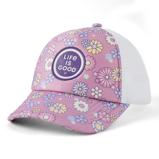 Life is Good Wild Flower Pattern Kids Trucker Hat