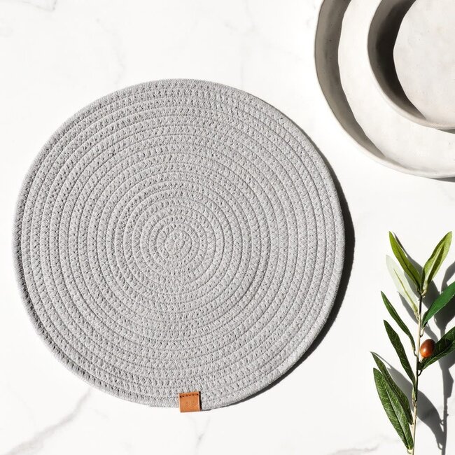 Grey Round Placemat 13”